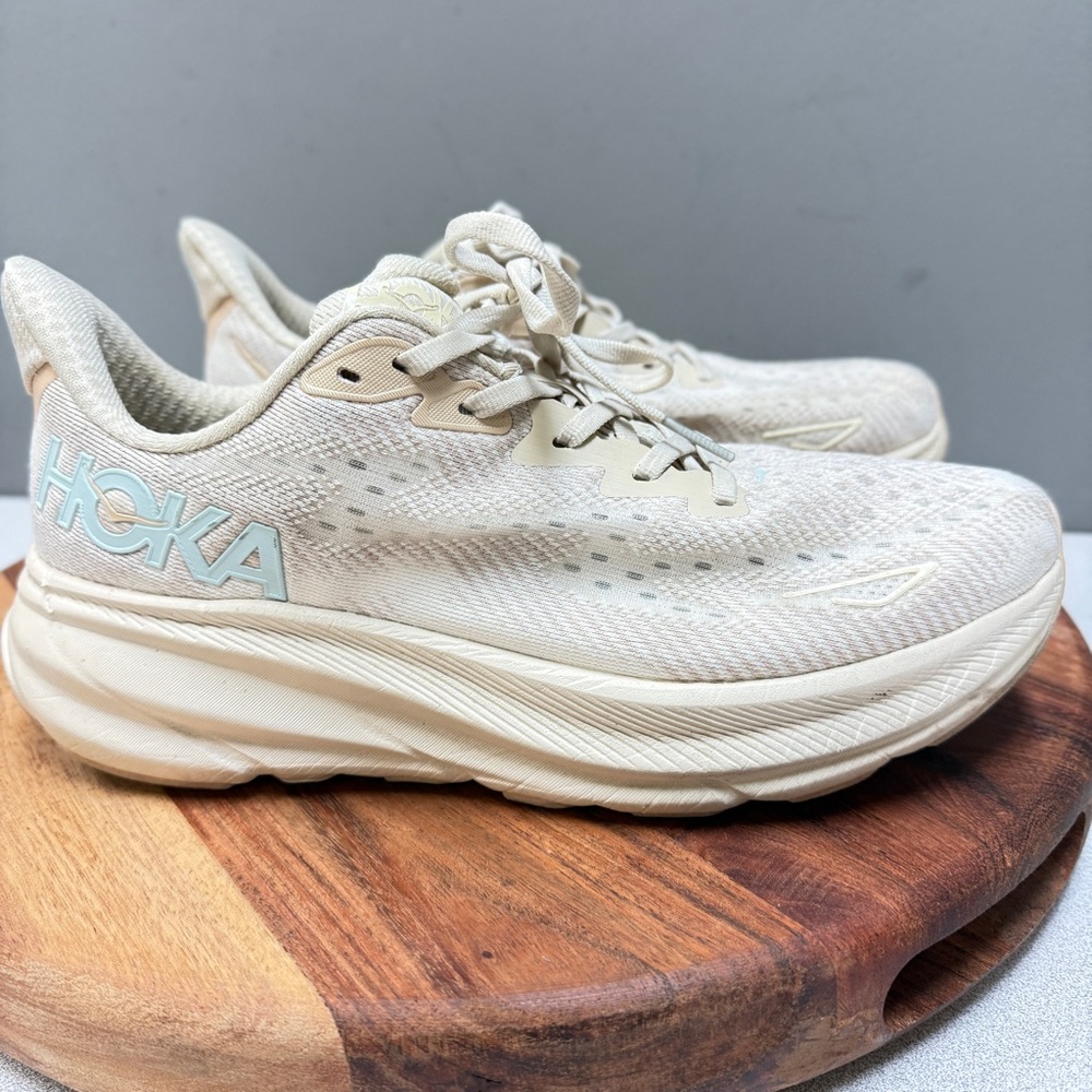 Hoka Mens Cream:Baby BlueClifton 9 Running Shoes‎ Size 8D